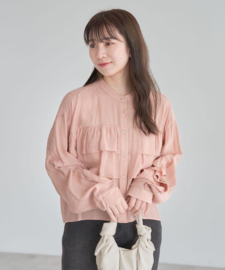 Green Parks「シアーフリルショート丈ブラウス」|シャツ・ブラウス|