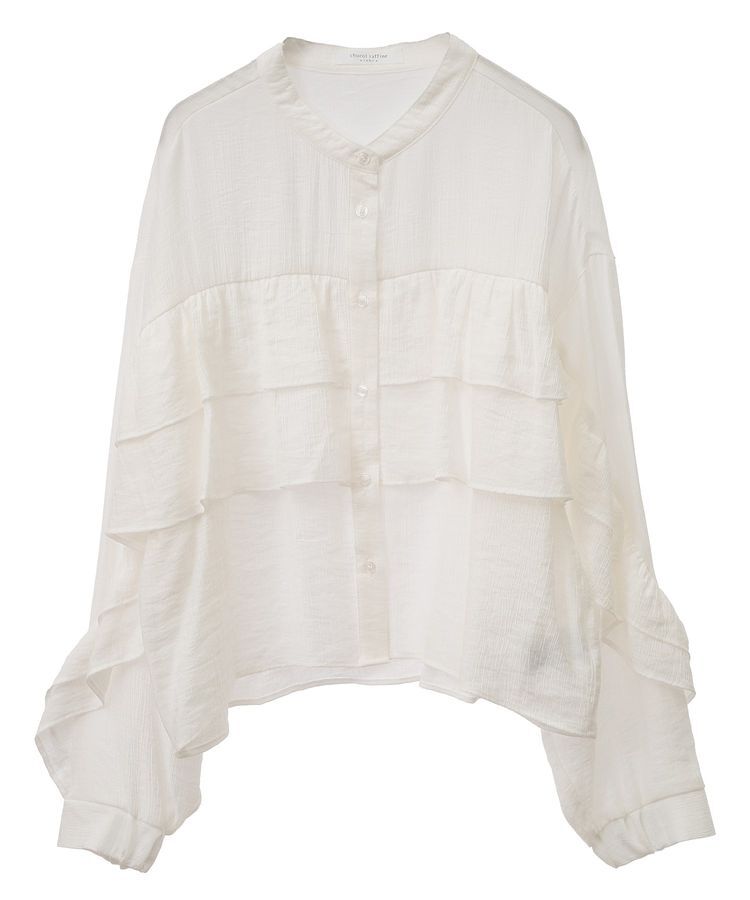 Green Parks「シアーフリルショート丈ブラウス」|シャツ・ブラウス|