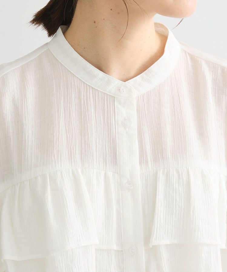 Green Parks「シアーフリルショート丈ブラウス」|シャツ・ブラウス|