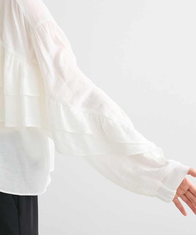 Green Parks「シアーフリルショート丈ブラウス」|シャツ・ブラウス|