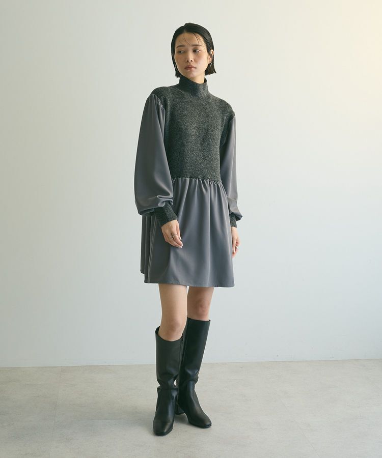 armonia「armonia.布帛切り替えニットミニワンピース」|ワンピース|