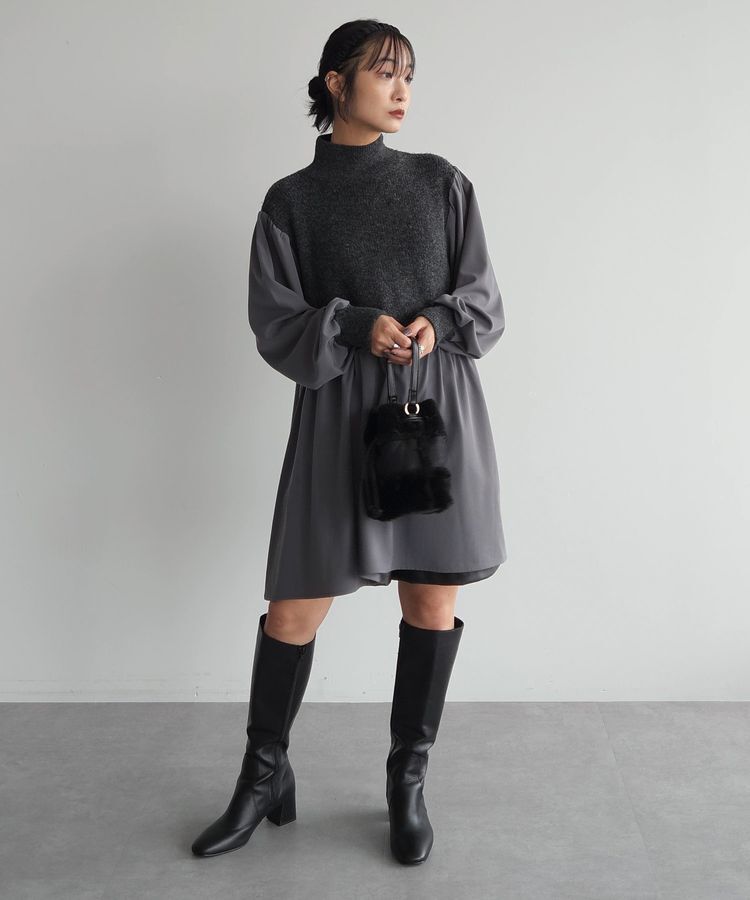 armonia「armonia.布帛切り替えニットミニワンピース」|ワンピース|
