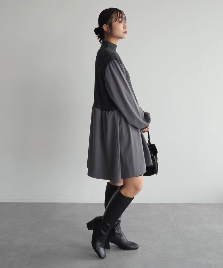 armonia「armonia.布帛切り替えニットミニワンピース」|ワンピース|