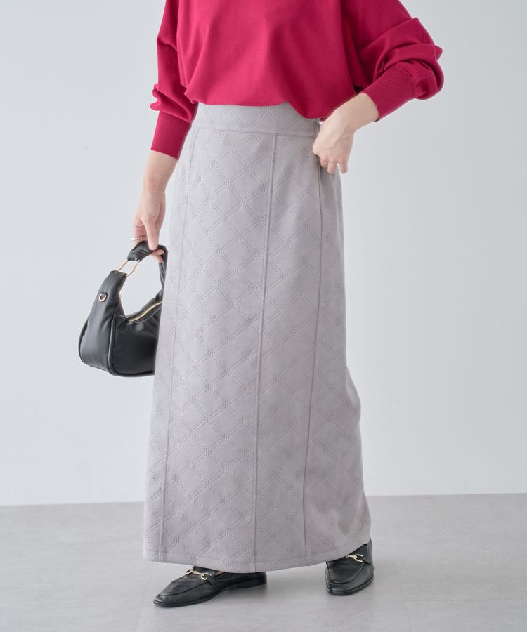 Green Parks「・ELENCARE DUE エンボスナロースカート」|タイト|Light Gray