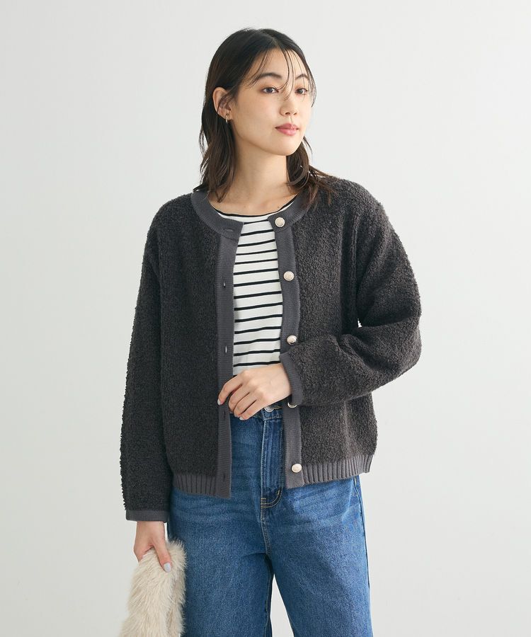 Green Parks「ループ編み金釦ニットカーディガン」|カーディガン|