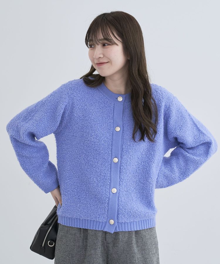 Green Parks「ループ編み金釦ニットカーディガン」|カーディガン|Blue