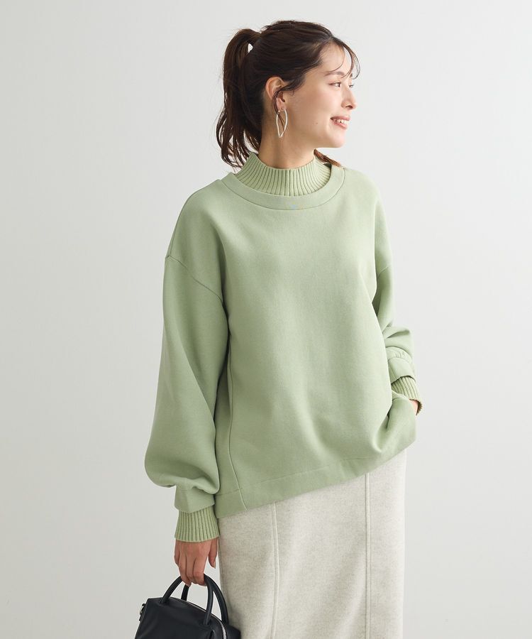 Green Parks「配色リブニットドッキング裏起毛プルオーバー」|スウェット・ジャージ|