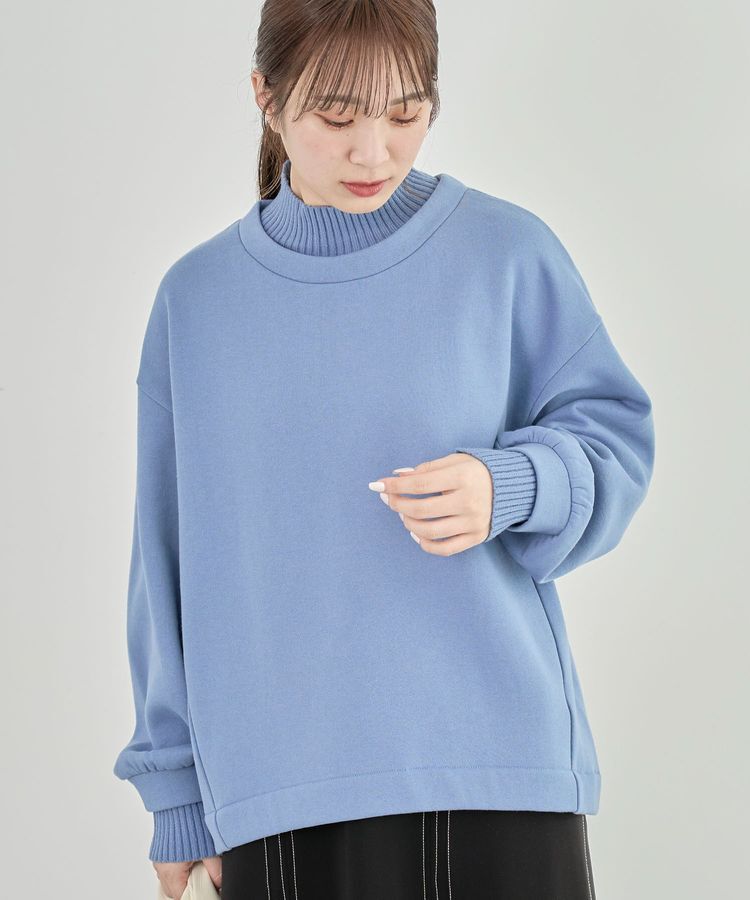 Green Parks「配色リブニットドッキング裏起毛プルオーバー」|スウェット・ジャージ|Light Blue