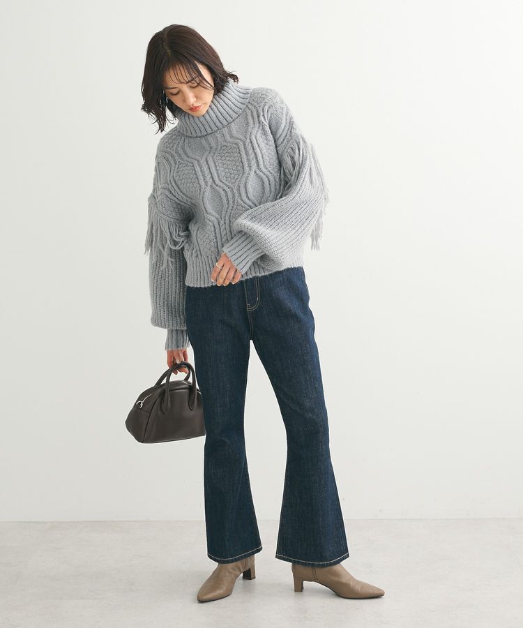 Green Parks「・swing by フリンジタートルニット」|ニット・セーター|