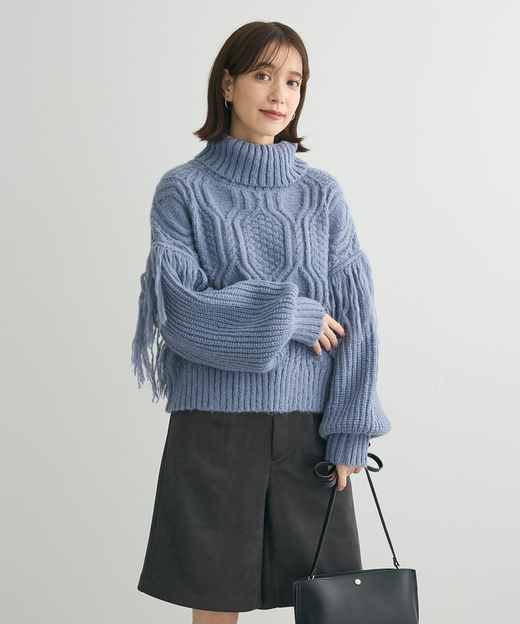 Green Parks「・swing by フリンジタートルニット」|ニット・セーター|