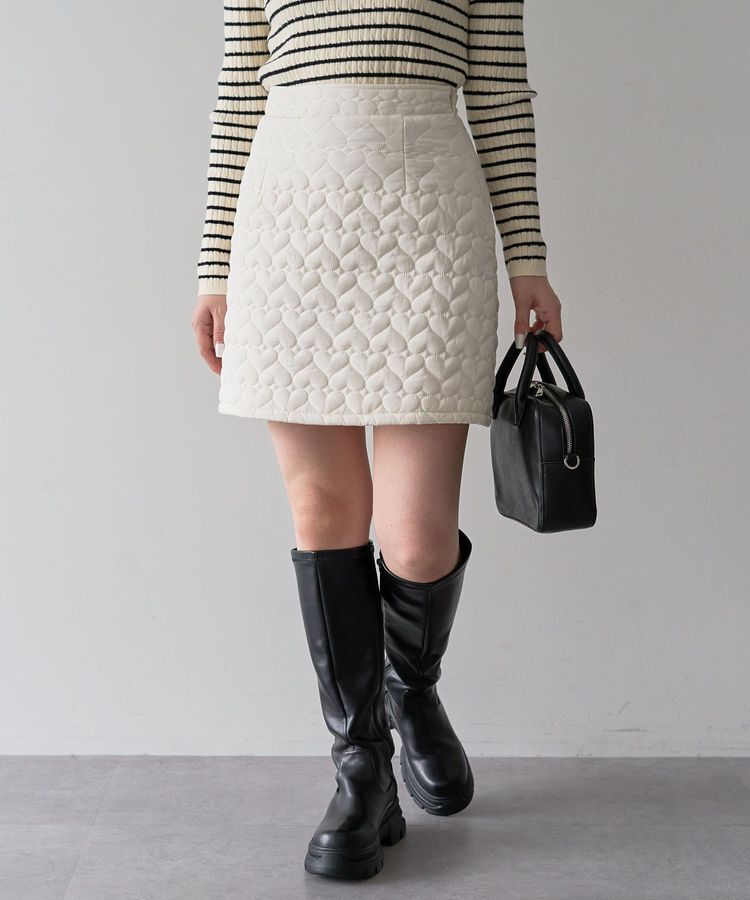 Green Parks「・swing by ハートキルトミニスカート」|スカート|Ivory