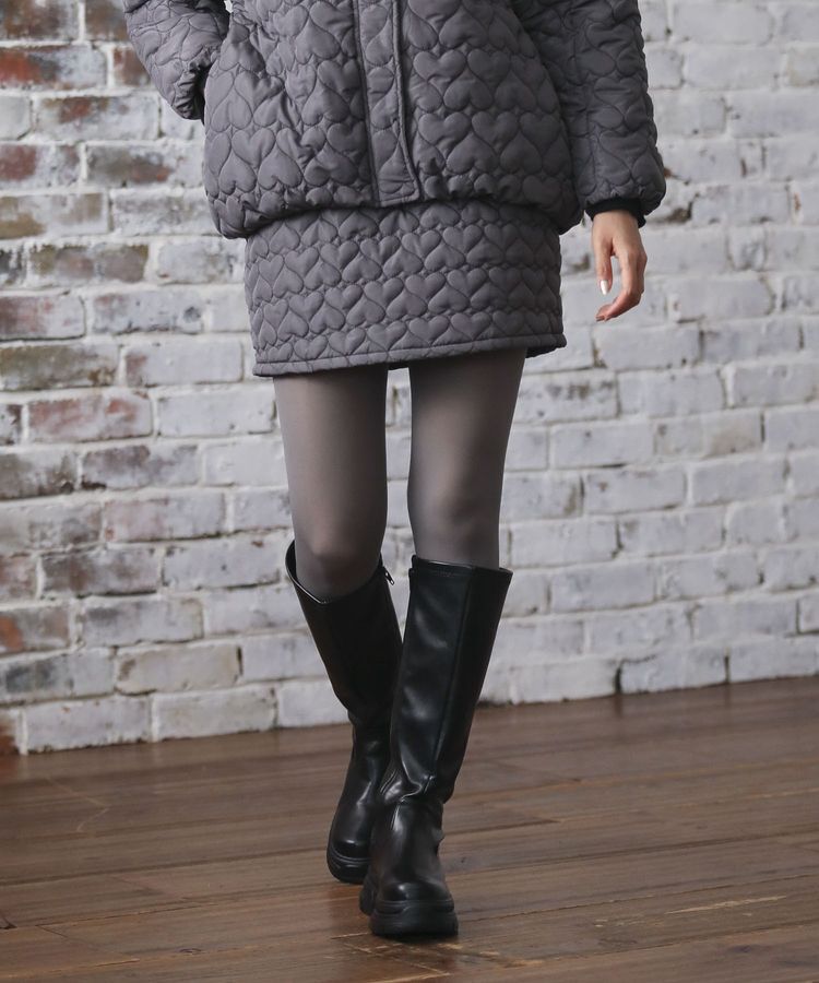 Green Parks「・swing by ハートキルトミニスカート」|スカート|Charcoal Gray