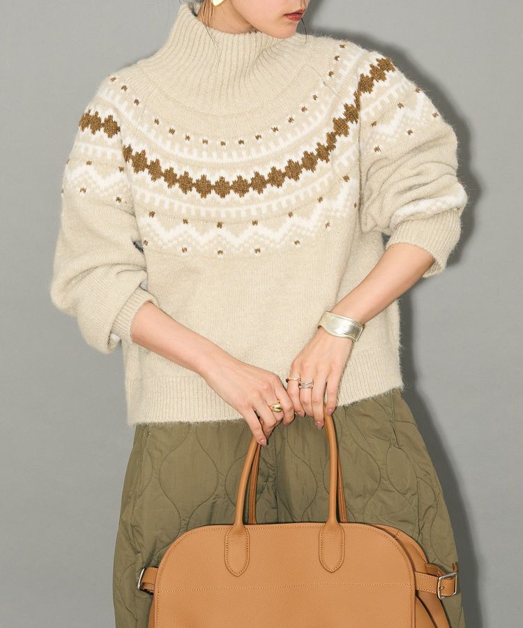 AnriettMusee「ノルディック柄ジャガード織ニット」|ニット・セーター|Beige