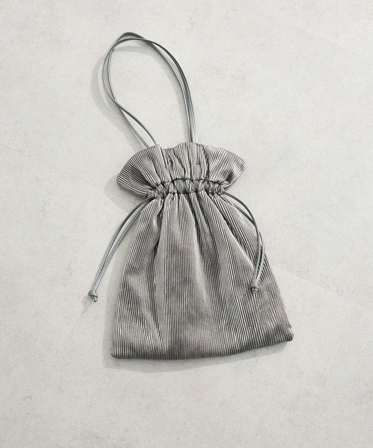 armonia「andmikka. メタリックプリーツトートバック」|トートバッグ|Black Silver