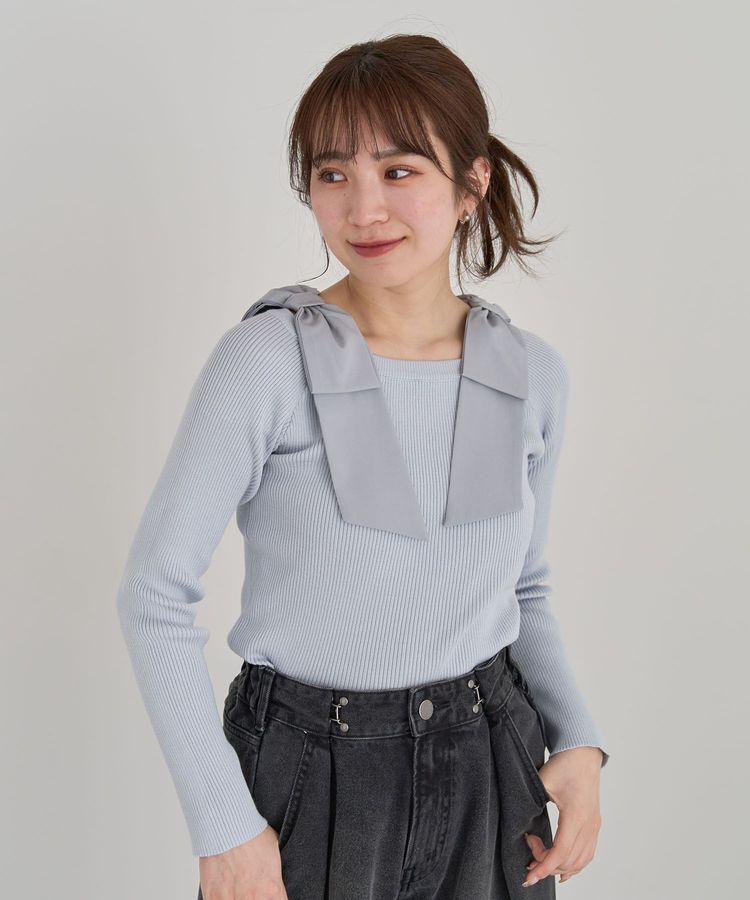 Green Parks「・swing by ショルダーリボンプルオーバー」|Tシャツ・カットソー|Sax