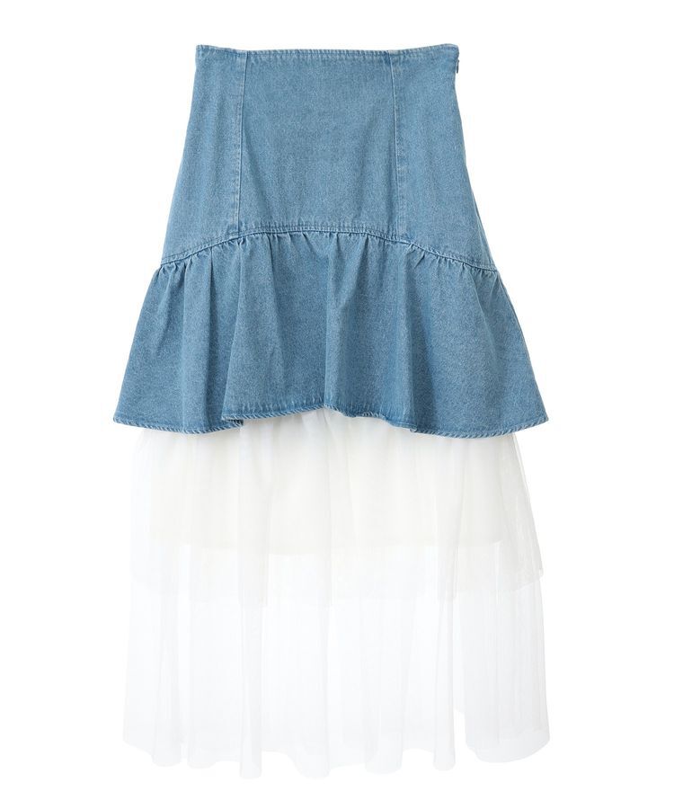 Green Parks「dazzlin デニムチュールレイヤードスカート」|スカート|
