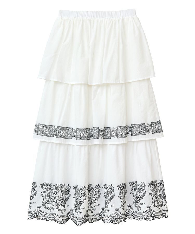 Green Parks「■ESCAR バイカラー刺繍ティアードスカート」|スカート|
