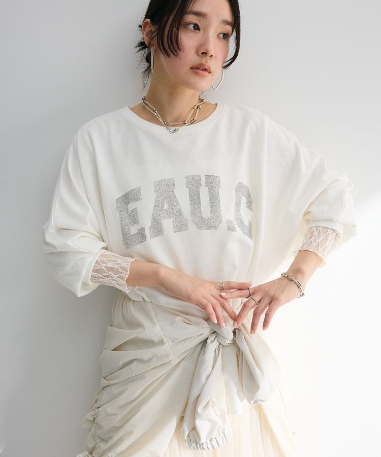 Green Parks「7分袖ミニ裏毛ドルマンロゴプルオーバー」|Tシャツ・カットソー|