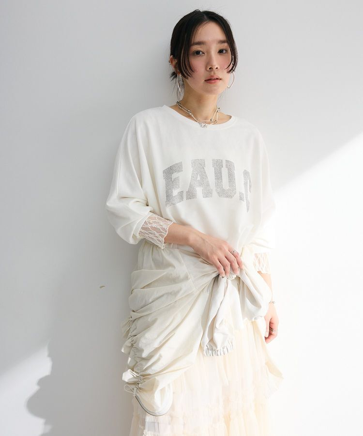 Green Parks「7分袖ミニ裏毛ドルマンロゴプルオーバー」|Tシャツ・カットソー|