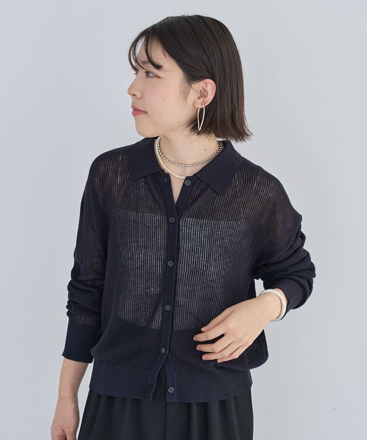 Green Parks「衿つきメッシュニットプルオーバー」|ニット・セーター|