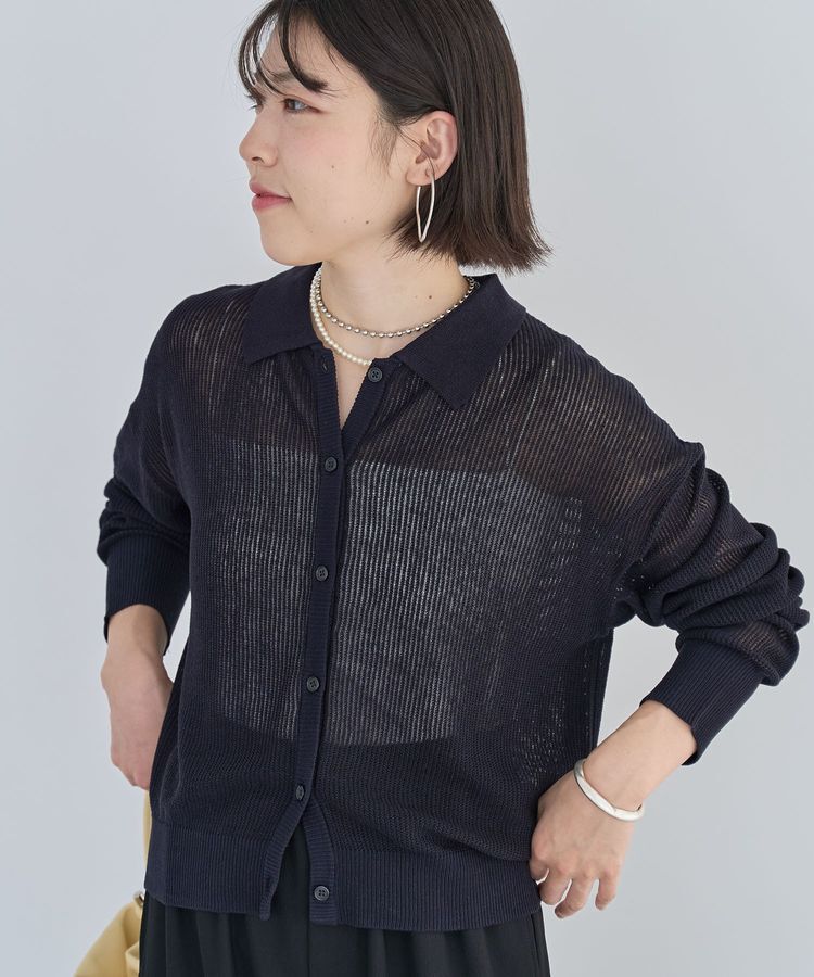 Green Parks「衿つきメッシュニットプルオーバー」|ニット・セーター|