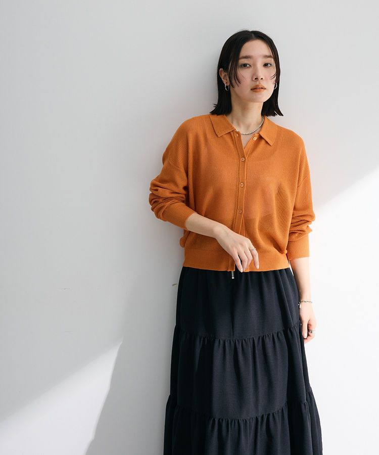 Green Parks「衿つきメッシュニットプルオーバー」|ニット・セーター|