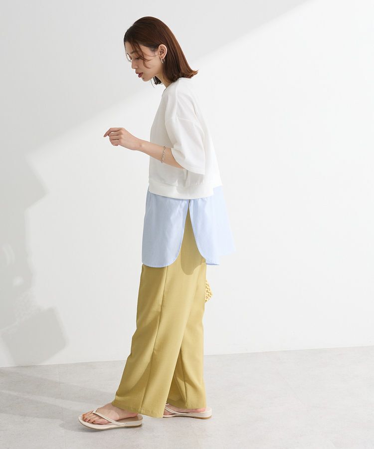 Green Parks「裾タックミニ裏毛シャツドッキングチュニック」|チュニック|