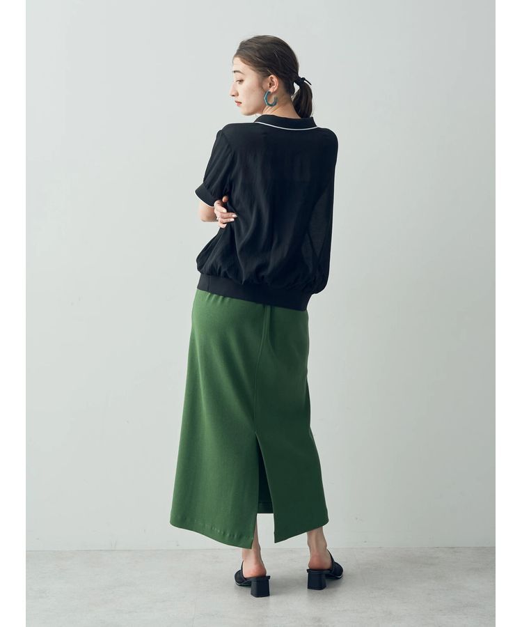 YECCA VECCA「コットンリブロングスリットスカート」|スカート|