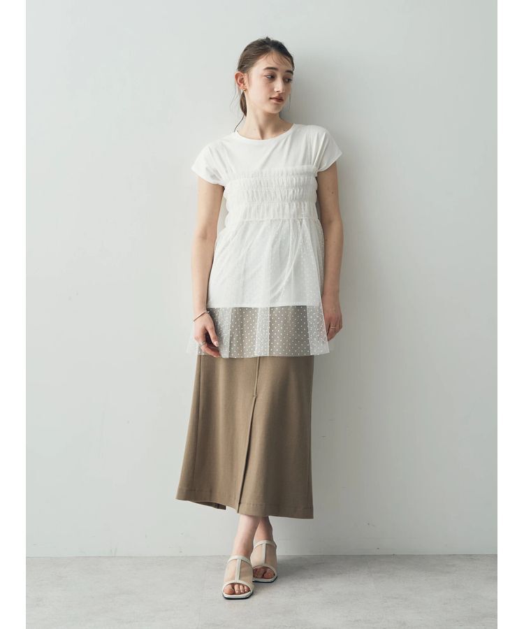YECCA VECCA「コットンリブロングスリットスカート」|スカート|