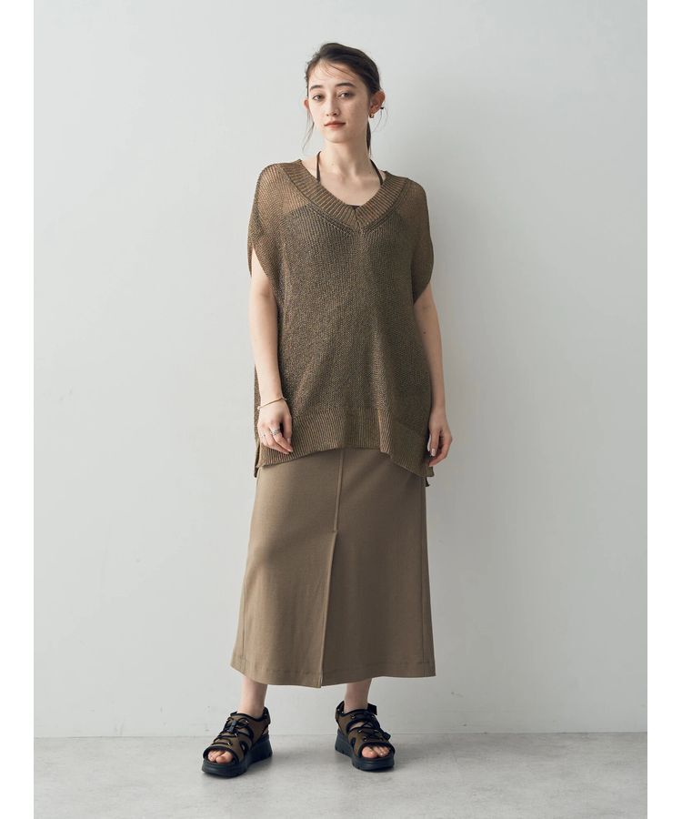 YECCA VECCA「コットンリブロングスリットスカート」|スカート|