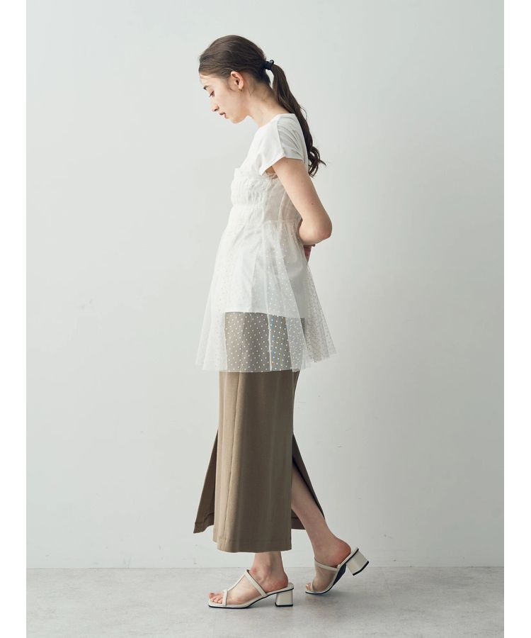 YECCA VECCA「コットンリブロングスリットスカート」|スカート|