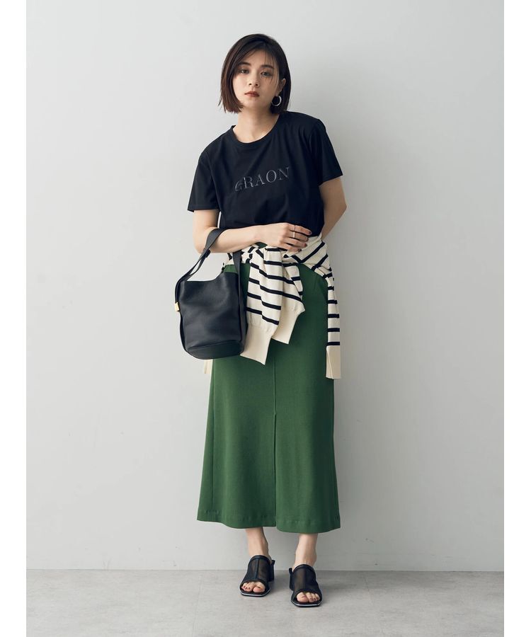 YECCA VECCA「コットンリブロングスリットスカート」|スカート|