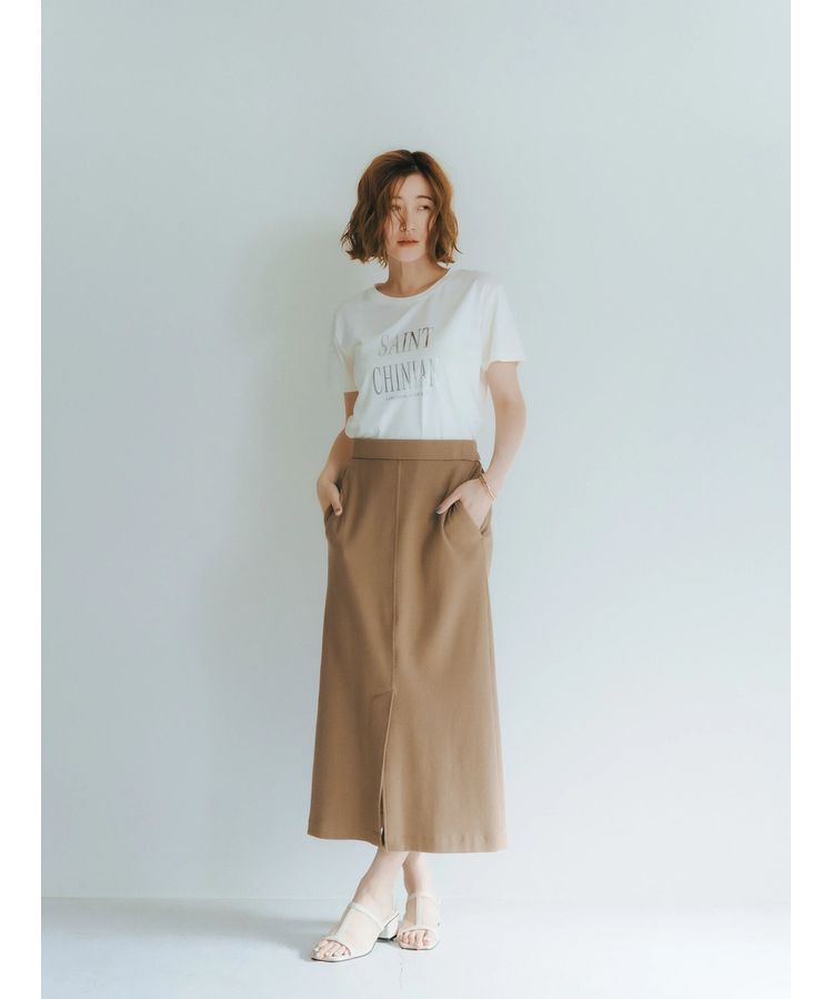 YECCA VECCA「コットンリブロングスリットスカート」|スカート|