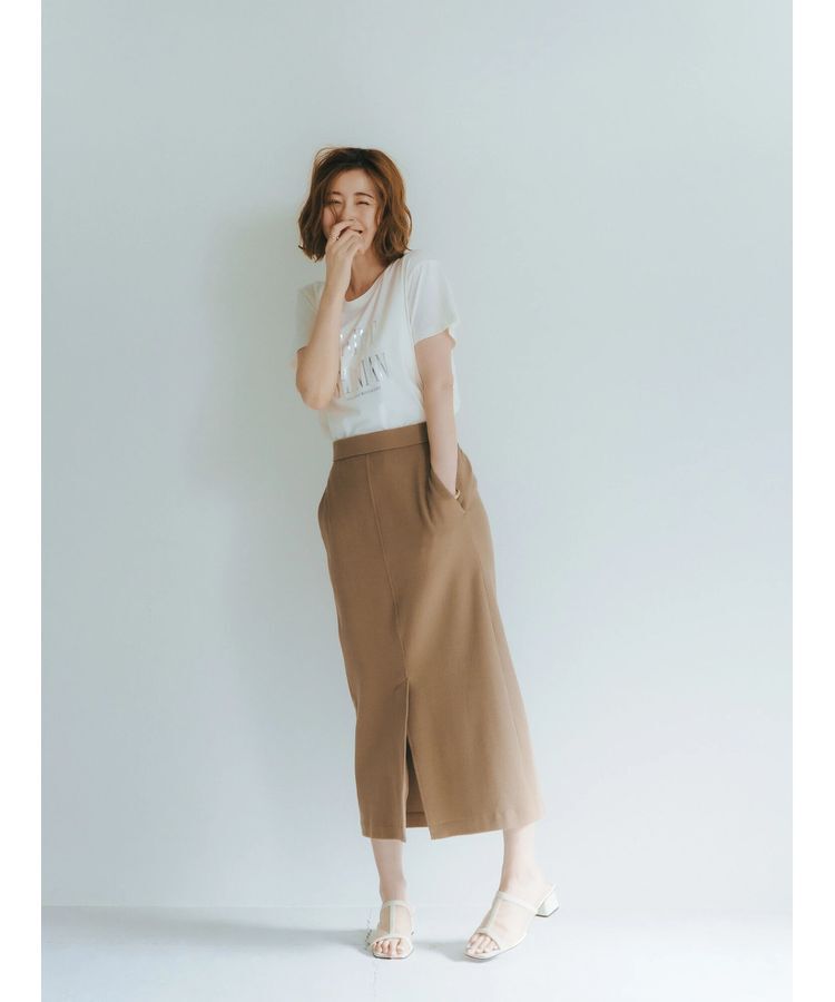 YECCA VECCA「コットンリブロングスリットスカート」|スカート|