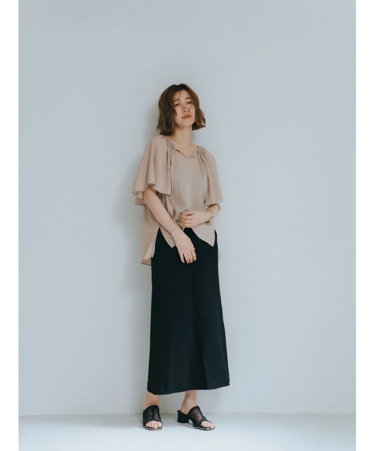 YECCA VECCA「コットンリブロングスリットスカート」|スカート|