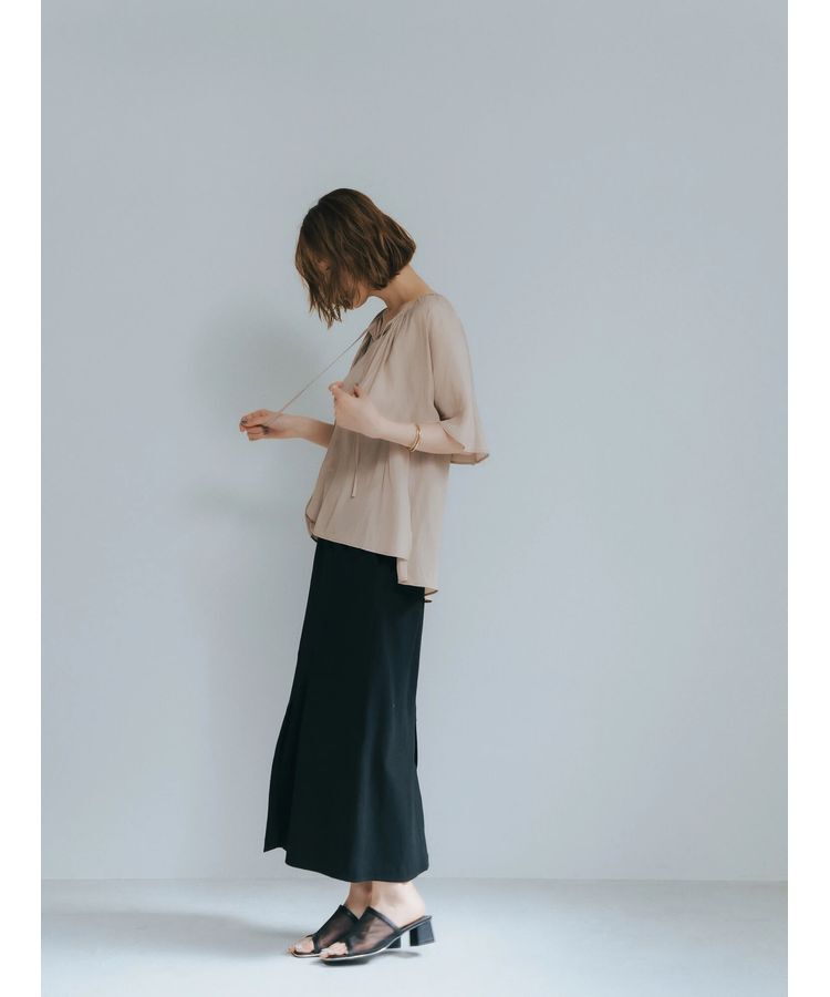 YECCA VECCA「コットンリブロングスリットスカート」|スカート|