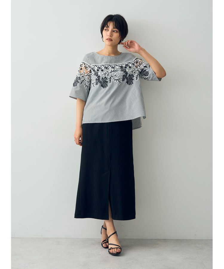 YECCA VECCA「コットンリブロングスリットスカート」|スカート|