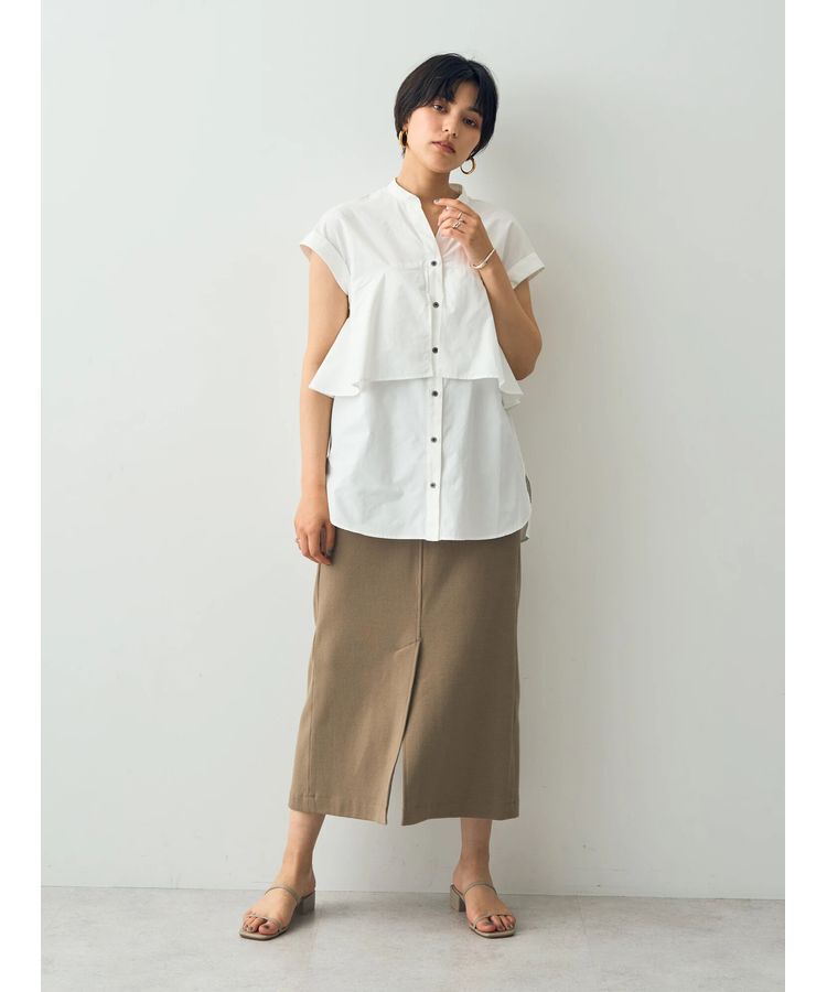 YECCA VECCA「コットンリブロングスリットスカート」|スカート|