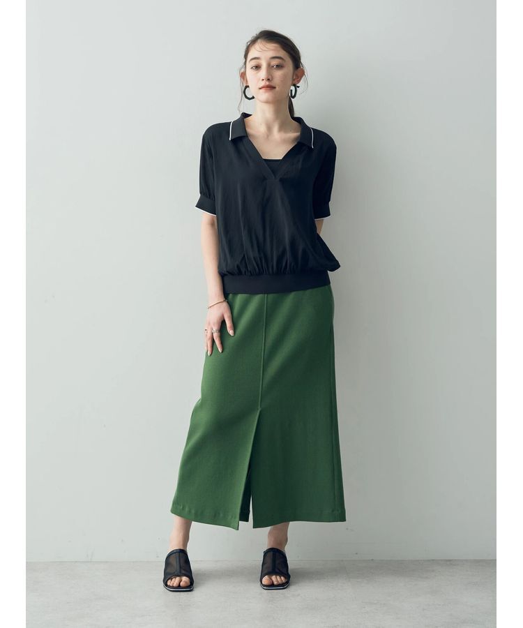 YECCA VECCA「コットンリブロングスリットスカート」|スカート|