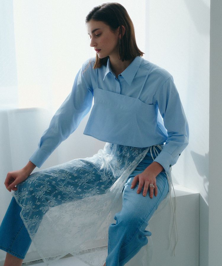 YECCA VECCA「サイドリボンレースレイヤードスカート」|スカート|