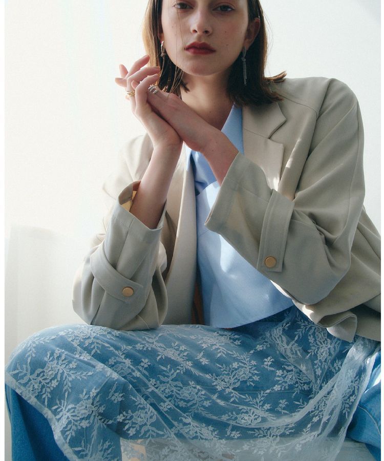 YECCA VECCA「サイドリボンレースレイヤードスカート」|スカート|