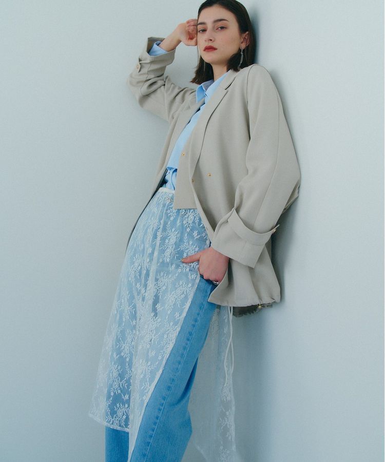 YECCA VECCA「サイドリボンレースレイヤードスカート」|スカート|