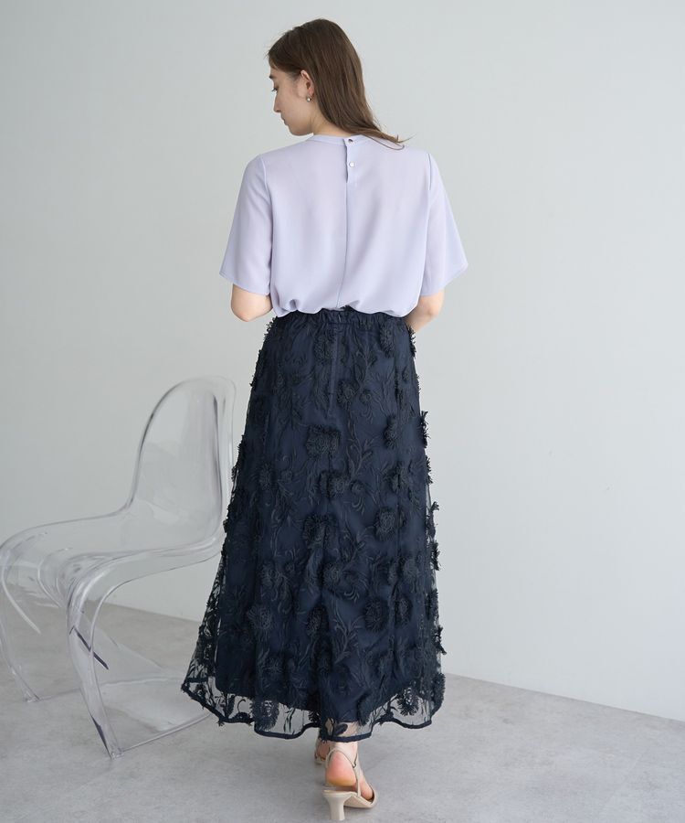 YECCA VECCA「フラワーエンブロイダリーチュールスカート」|フレア|