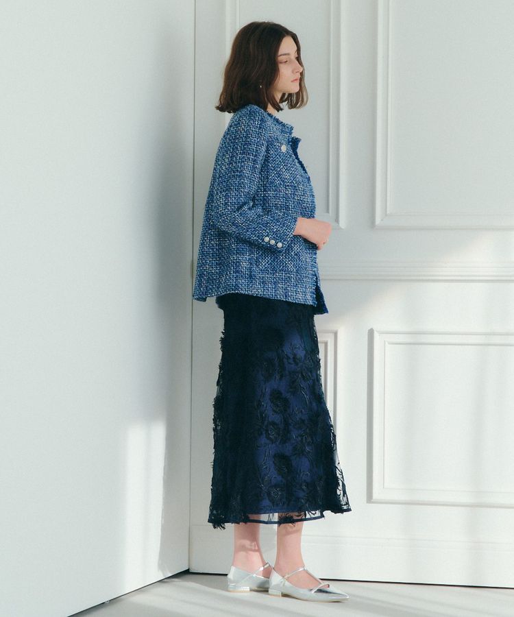 YECCA VECCA「フラワーエンブロイダリーチュールスカート」|フレア|