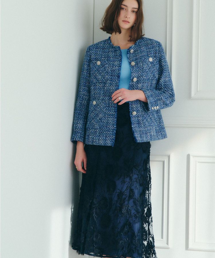 YECCA VECCA「フラワーエンブロイダリーチュールスカート」|フレア|