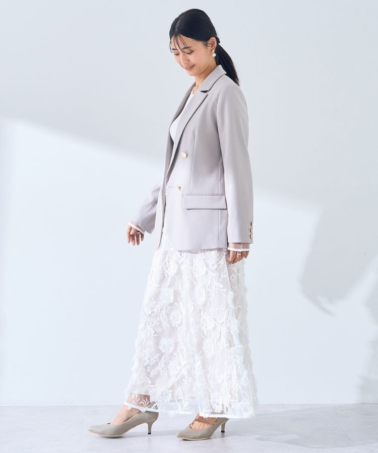 YECCA VECCA「フラワーエンブロイダリーチュールスカート」|フレア|