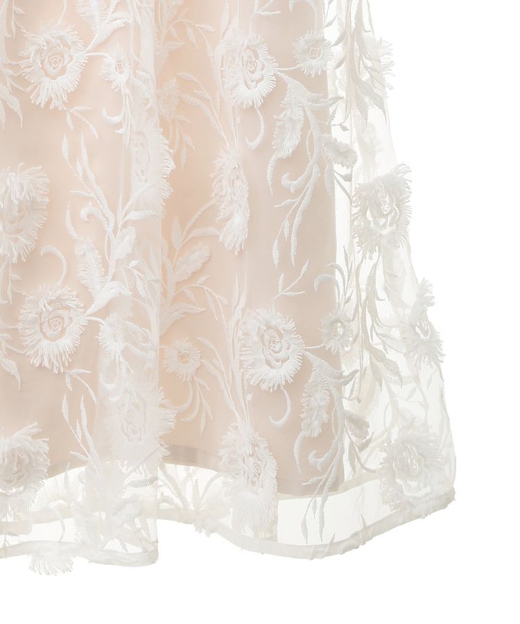 YECCA VECCA「フラワーエンブロイダリーチュールスカート」|フレア|