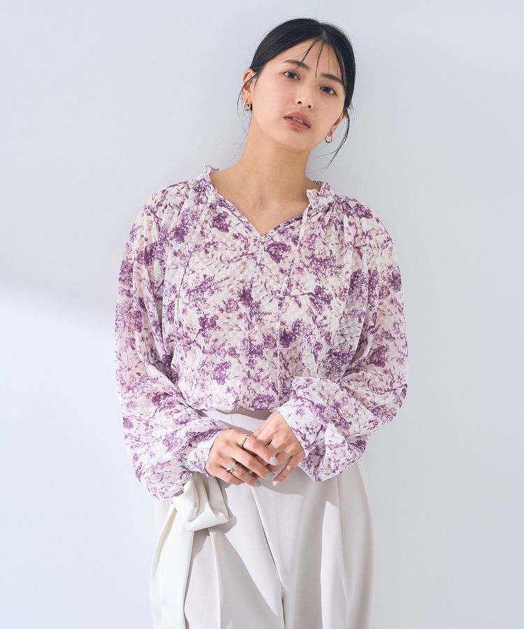 YECCA VECCA「ボタニカル柄シアージャガードブラウス」|シャツ・ブラウス|