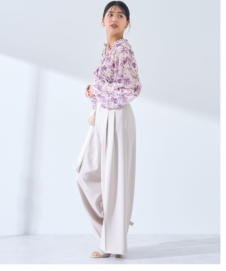 YECCA VECCA「ボタニカル柄シアージャガードブラウス」|シャツ・ブラウス|