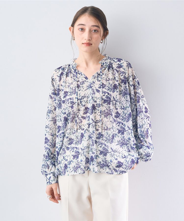 YECCA VECCA「ボタニカル柄シアージャガードブラウス」|シャツ・ブラウス|